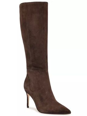 Nine West  Cook Tall Stiletto Dress Boots Brown Suede Knee-high  dark brown